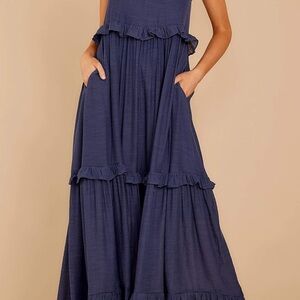 Ruffled Tiered Maxi Dress in Navy
